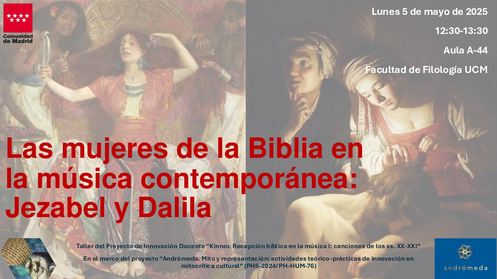 Taller «Las mujeres de la Biblia en la música contemporánea: Jezabel y Dalila»